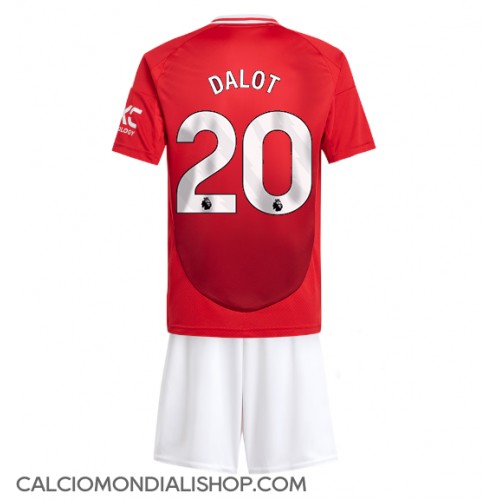 Maglie da calcio Manchester United Diogo Dalot #20 Prima Maglia Bambino 2024-25 Manica Corta (+ Pantaloni corti)